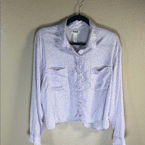 PINK Victoria's Secret Tops - PINK Victoria's Secret Light Purple Button-Down Shirt